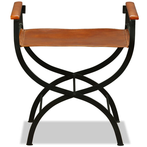 Swen Studio -  Folding Chairs 2 pcs Black and Brown Real Leather